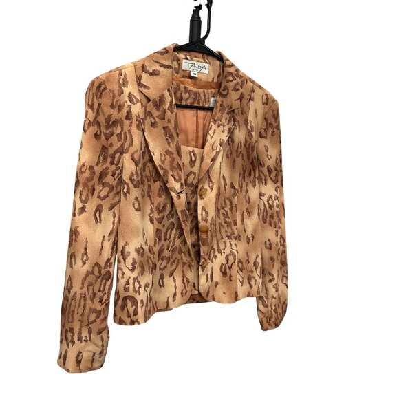 Vintage Taiga Paris Leopard Print Blazer Top Set Womens Size 10 - Picture 3 of 13